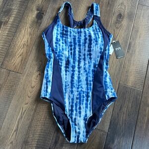 TYR NWT Power Controlfit Swimsuit Womens 16 Blue Tie Dye Durafast Elite